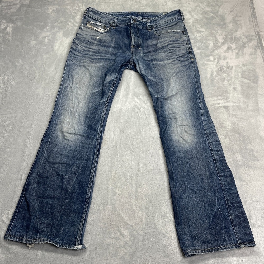 Diesel Jeans Mens 34x32 (36x32) Blue Denim Zathan Bootcut Leg Regular Fit Y2k